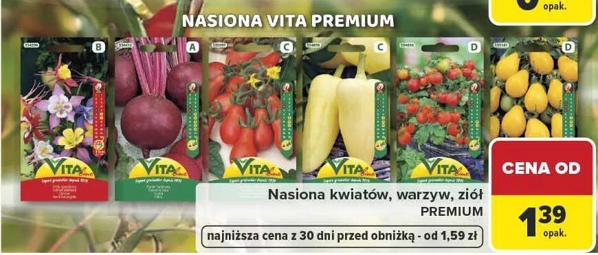 Nasiona kwiatów, warzyw, ziół PREMIUM Vita promocja w Carrefour