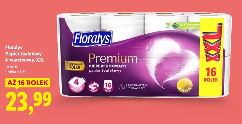 Papier toaletowy Premium 4-warstwowy, XXL promocja w Lidl