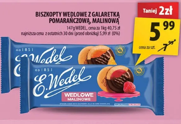 Biszkopty Wedlowe z galaretką pomarańczową, malinową Wedel promocja w Arhelan