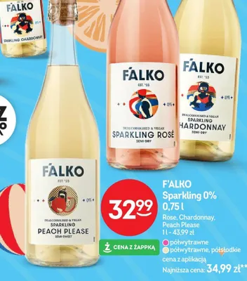 Napój FALKO Sparkling 0% 0,75l Chardonnay promocja w Żabka