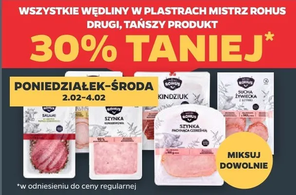 Wędliny w plastrach Mistrz Rohus (różne rodzaje) promocja w Netto