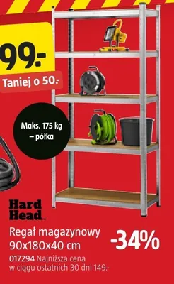 Regał magazynowy 90x180x40 cm Hard Head promocja w Jula