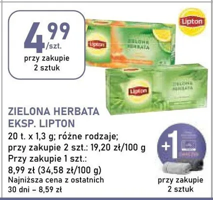 Zielona herbata ekspresowa lipton promocja w Stokrotka
