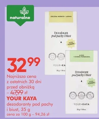 Dezodoranty pod pachy i biust YOUR KAYA, 35 g promocja w Super-Pharm
