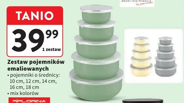 Zestaw pojemników emaliowanych FLORINA promocja w Intermarche