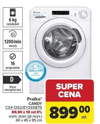 Pralka CS4 1262/EY26SB7S CANDY promocja w Carrefour