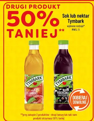 Sok lub nektar Tymbark wybrane rodzaje promocja w POLOmarket