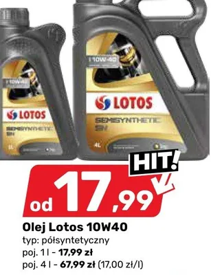 Olej Lotos 10W40 półsyntetyczny promocja w Bricomarche