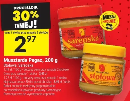 Musztarda Pegaz Stołowa, 200 g promocja w Twój Market