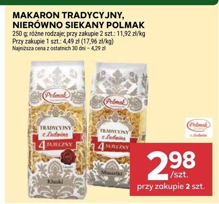 Makaron tradycyjny, nierówno siekany POLMAK 250g promocja w Stokrotka