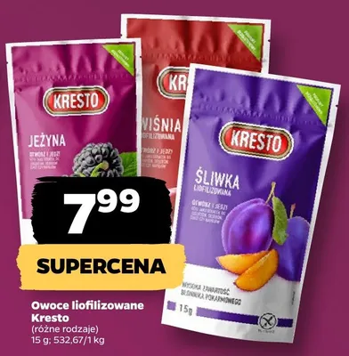 Owoce liofilizowane Kresto różne rodzaje promocja w Netto