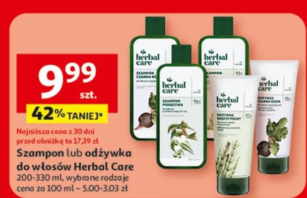 Szampon lub odżywka do włosów Herbal Care promocja