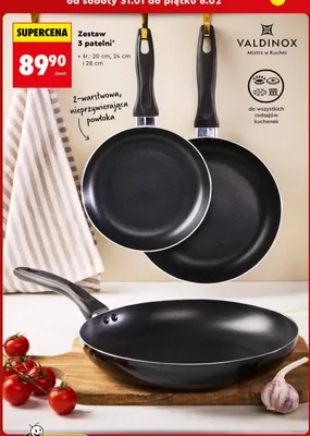 Zestaw patelni Valdinox 3 szt. promocja w Biedronka