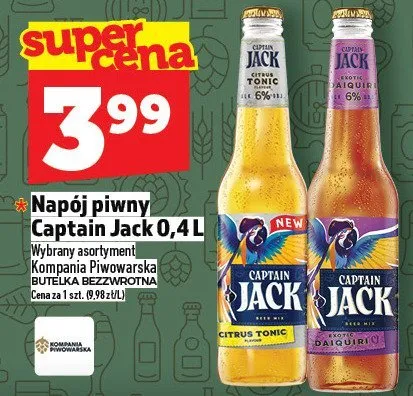 Napój piwny Captain Jack 0,4L promocja w TOPAZ