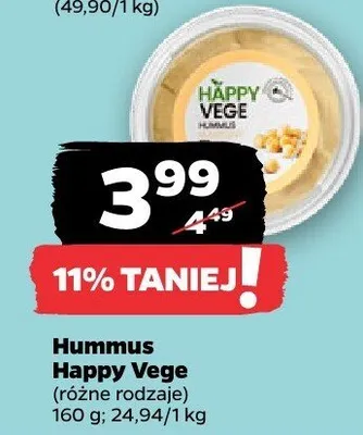 Hummus Happy Vege różne rodzaje promocja w Netto