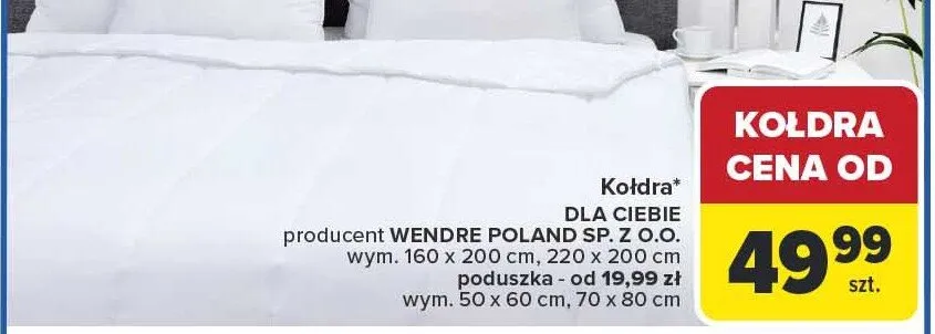 Kołdra dla ciebie Wendre Poland SP. Z O.O. 160 x 200 cm, 220 x 200 cm promocja