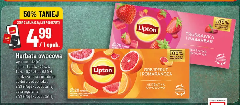 Herbata owocowa Lipton Grejpfrut i pomarańcza promocja w POLOmarket