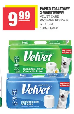 Papier toaletowy Velvet Care 3-warstwowy wybrane rodzaje promocja w SPAR