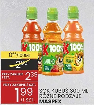 Sok Kubuś 300 ml różne rodzaje promocja w Wafelek