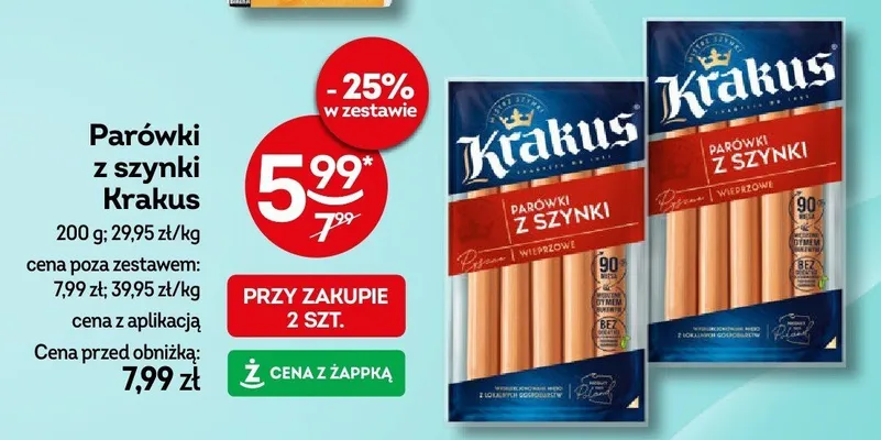 Parówki z szynki promocja w Żabka