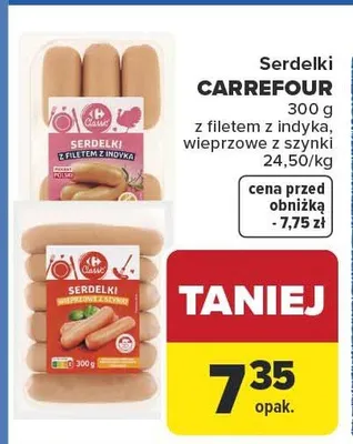 Serdelki 300g z filetem z indyka Carrefour promocja