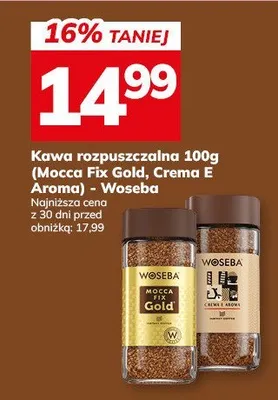 Kawa rozpuszczalna Woseba Mocca Fix Gold 100g promocja w Hitpol