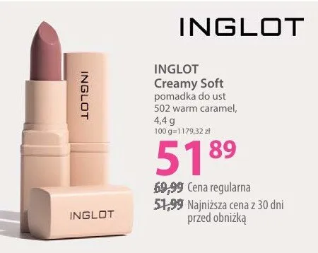 Pomadka Creamy Soft 502 warm caramel Inglot promocja w Hebe