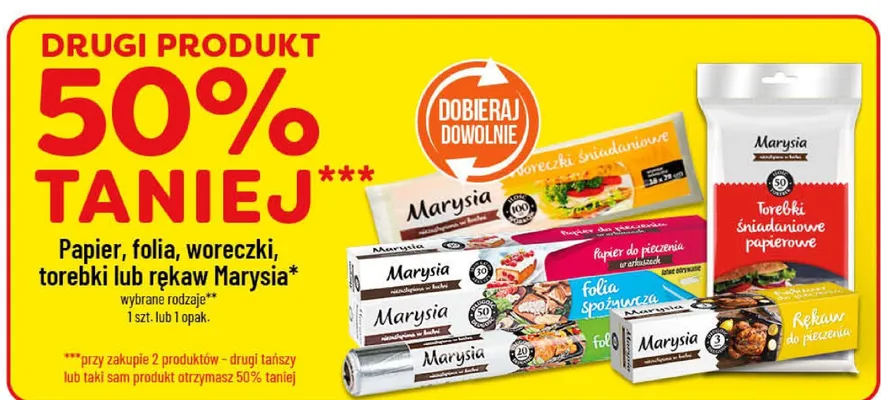 Papier, folia, woreczki, torebki lub rękaw Marysia promocja w POLOmarket