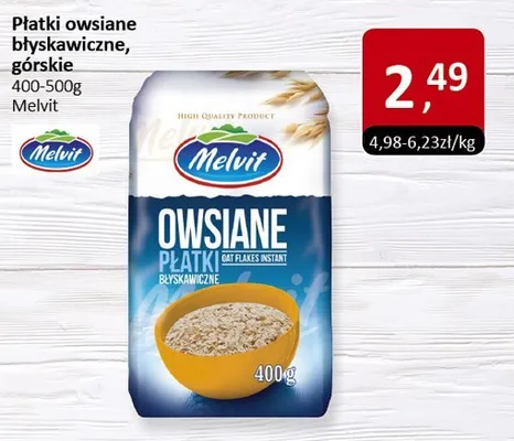 Płatki owsiane błyskawiczne, górskie Melvit promocja w Market Point