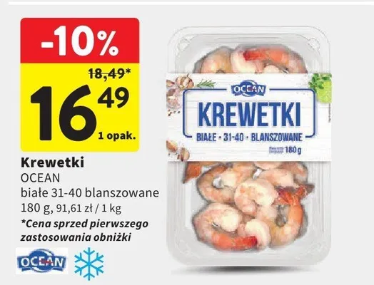 Krewetki białe 31-40 blanszowane OCEAN promocja w Intermarche