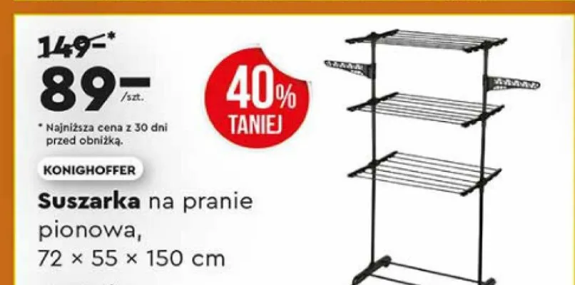 Suszarka X60 do pranie pionowa KONIGHOFFER promocja w Biedronka