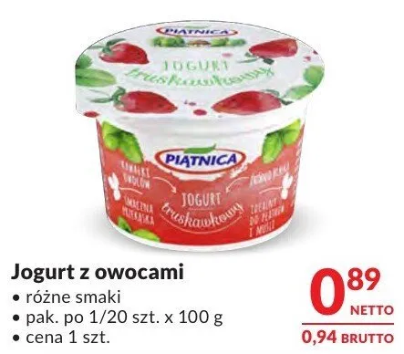 Jogurt z owocami Piątnica promocja w Makro
