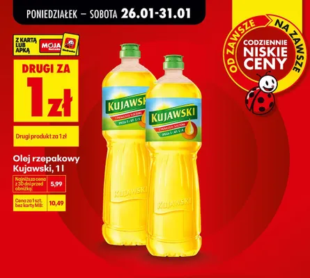 Olej rzepakowy 1 l Kujawski promocja w Biedronka