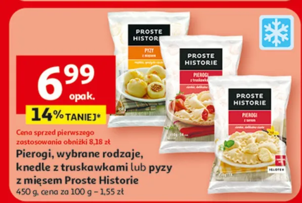Pierogi, wybrane rodzaje, knedle z truskawkami lub pyzy z mięsem Proste Historie promocja w Auchan