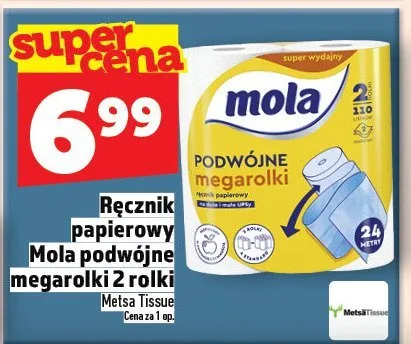 Ręcznik papierowy Mola podwójne megarolki 2 rolki promocja w TOPAZ