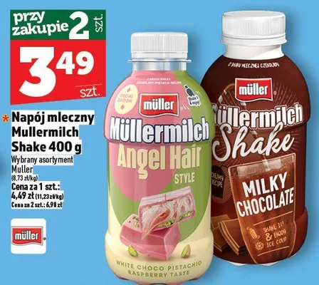 Napój mleczny Mullermilch Shake 400 g promocja w TOPAZ