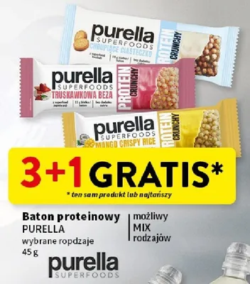 Baton proteinowy, wybrane rodzaje 3+1 GRATIS PURELLA promocja w Intermarche