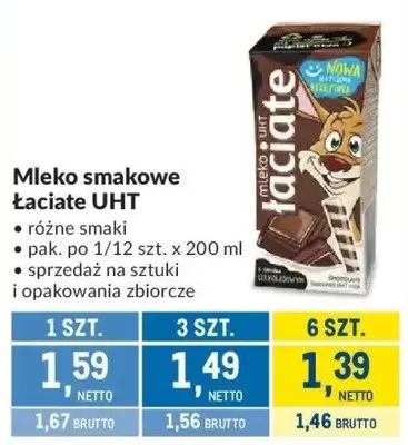 Mleko smakowe Łaciate UHT różne smaki promocja w Makro