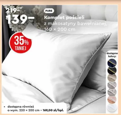 Komplet pościeli z makosatyny bawełnianej 160×200 cm promocja w Biedronka