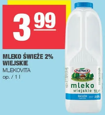 Mleko świeże 2% wiejskie Mlekovita promocja w SPAR