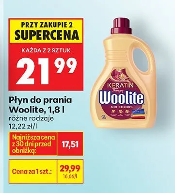 Płyn do prania Woolite, 1,8 l promocja w Biedronka