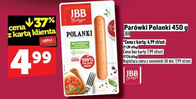 Parówki Polańki JBB promocja w TOPAZ