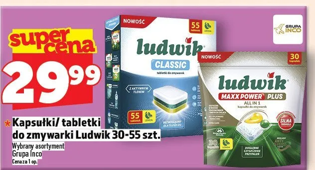 Kapsułki/tabletki do zmywarki Ludwik 30-55 szt. promocja w TOPAZ