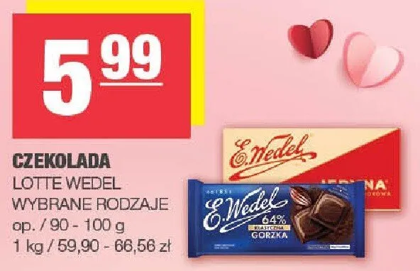 Czekolada Lotte Wedel wybrane rodzaje promocja w SPAR