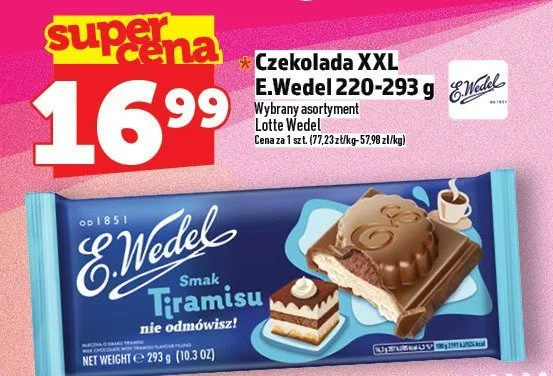 Czekolada XXL E.Wedel 220-293 g promocja w TOPAZ