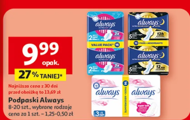 Podpaski Always promocja w Auchan