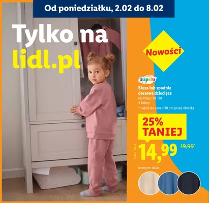 Bluza lub spodnie dresowe dziecięce promocja w Lidl