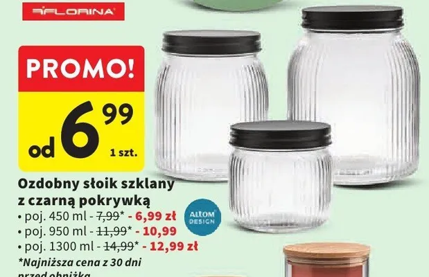 Ozdobny słoik szklany z czarną pokrywką 450 ml Intermarche promocja w Intermarche