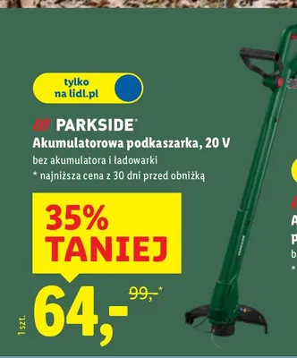 Akumulatorowa podkaszarka 20 V Parkside promocja w Lidl