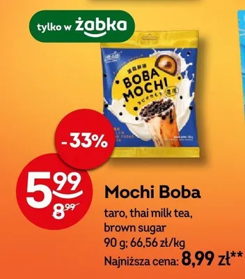 Mochi Boba taro, thai milk tea, brown sugar promocja w Żabka